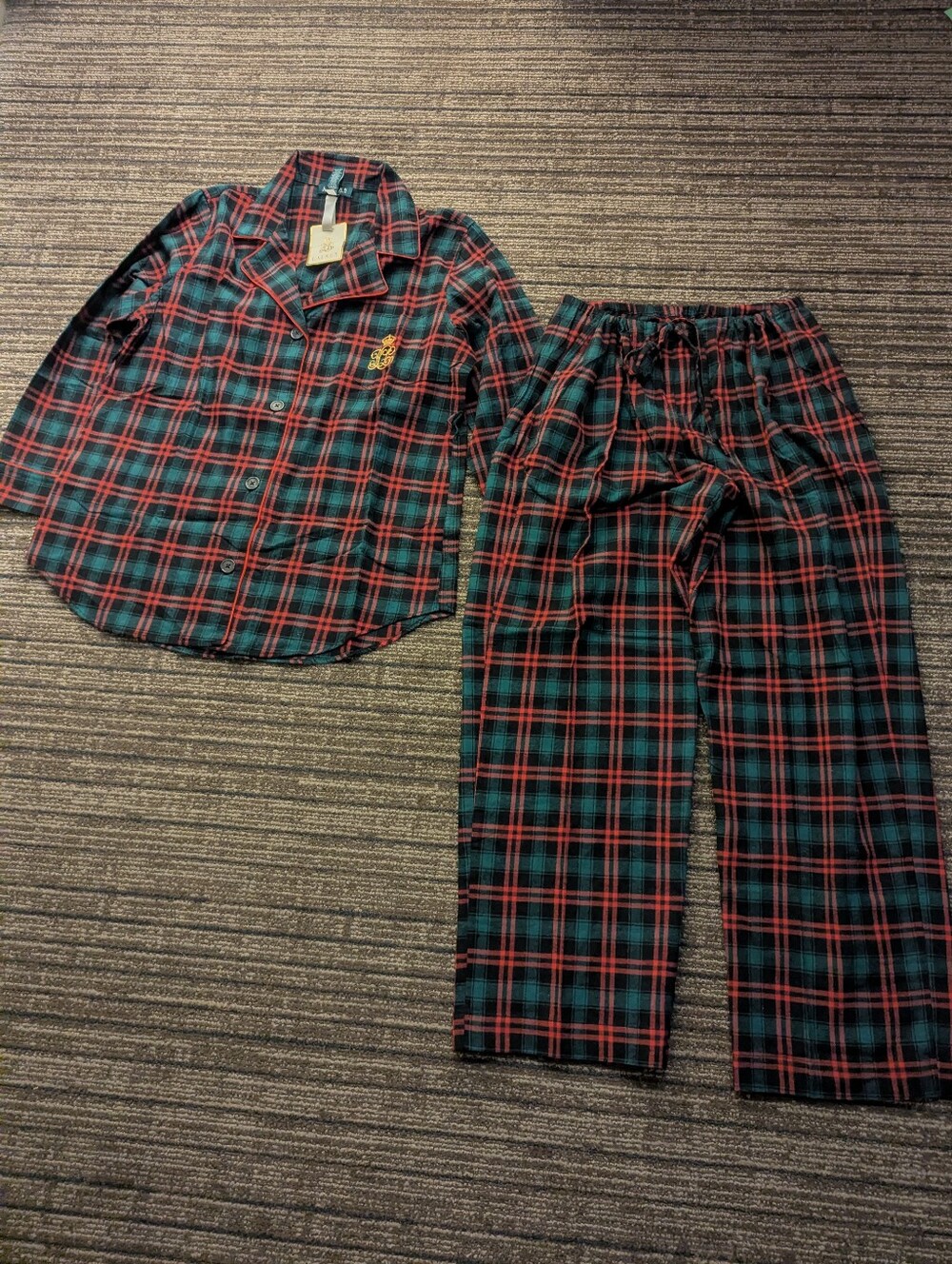 NWT Lauren Ralph Lauren Tarten Plaid Fleece Pajama Set
